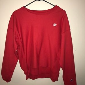 Red champion crew neck sweatshirt